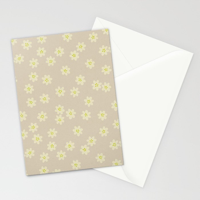 Tiny Flowers / Beige & Lime Stationery Card Gallery Image 2