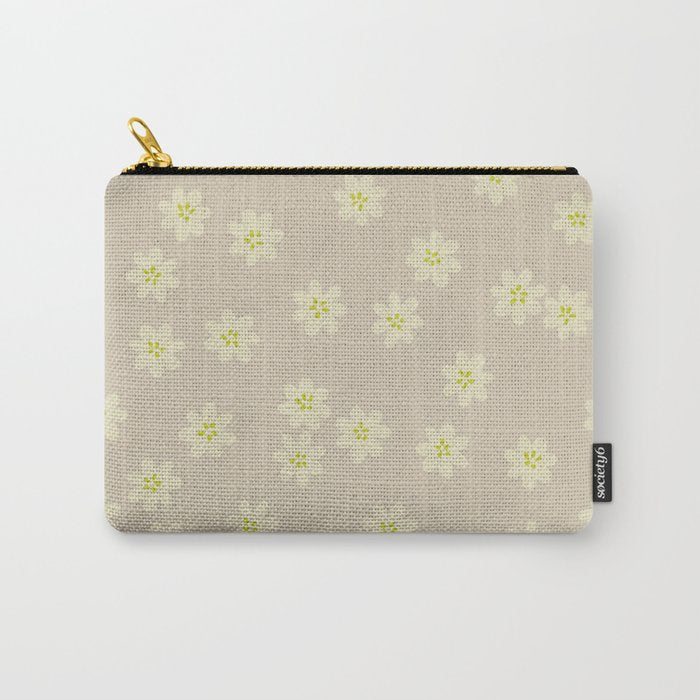 Tiny Flowers / Beige & Lime Carry All Pouch Gallery Image 1