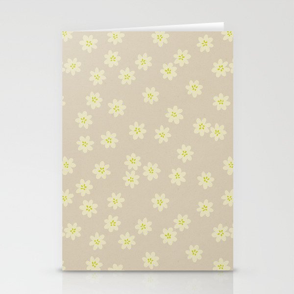 Tiny Flowers / Beige & Lime Stationery Card Gallery Image 2