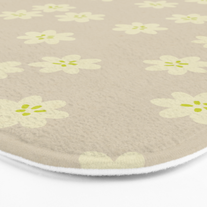 Tiny Flowers / Beige & Lime Bath Mat Gallery Image 3