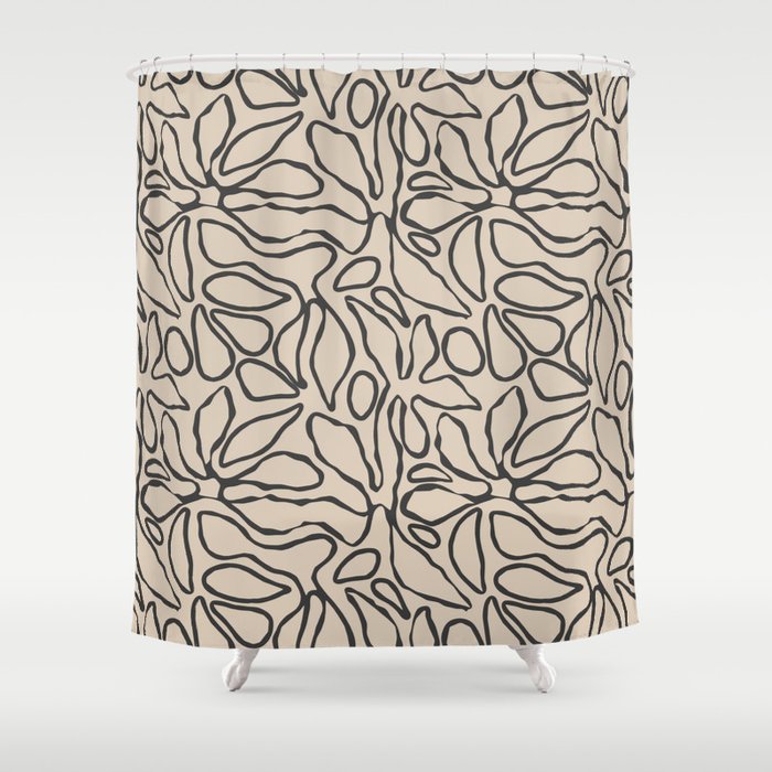 Abstract vintage flower art pattern Shower Curtain Gallery Image 1