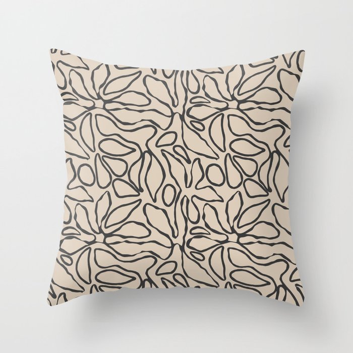 Abstract vintage flower art pattern Throw Pillow Gallery Image 1