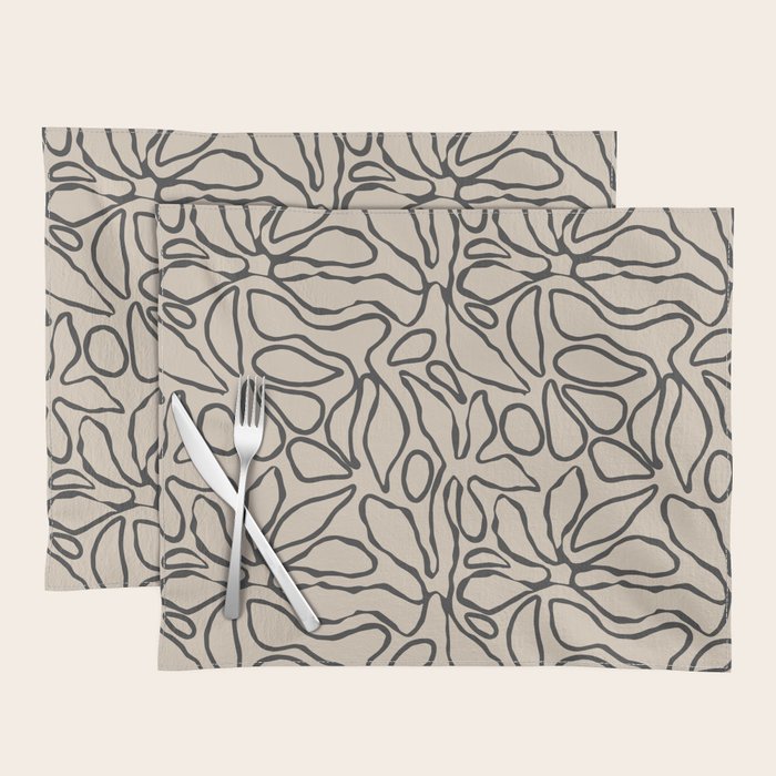 Abstract vintage flower art pattern Placemat Gallery Image 1