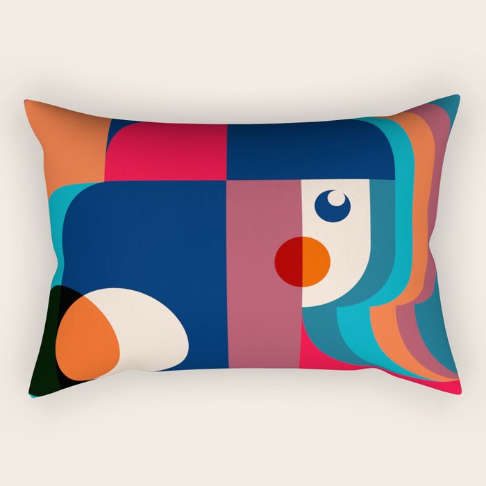 Girls in Colorful Shadows Rectangular Pillow Gallery Image 2