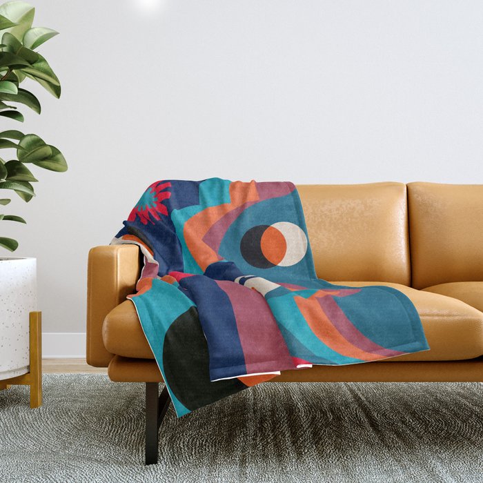 Girls in Colorful Shadows Throw Blanket Gallery Image 1