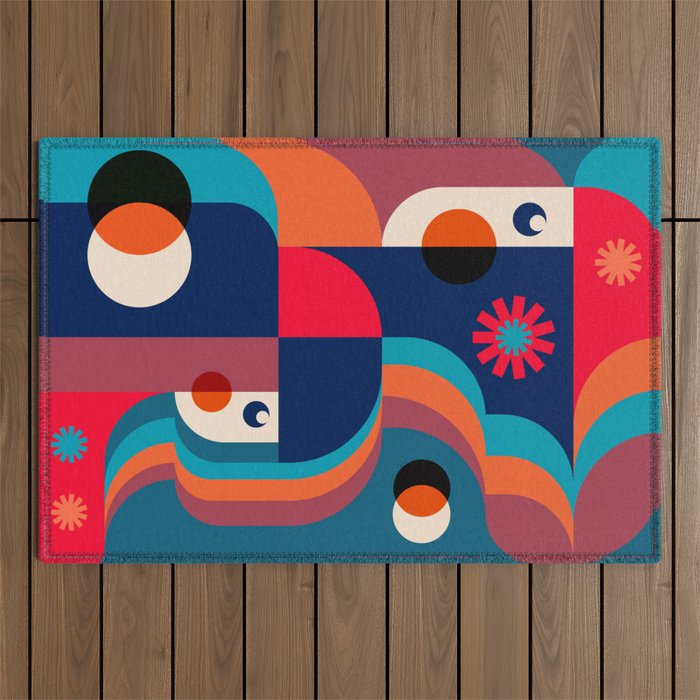 Girls in Colorful Shadows Outdoor Rug Gallery Image 1