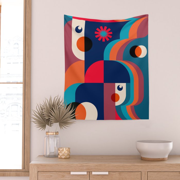 Girls in Colorful Shadows Wall Tapestry Gallery Image 2