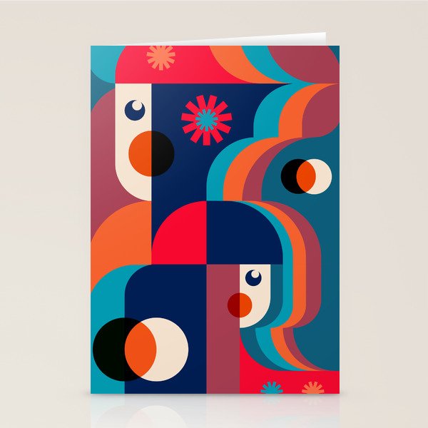 Girls in Colorful Shadows Stationery Card Gallery Image 2
