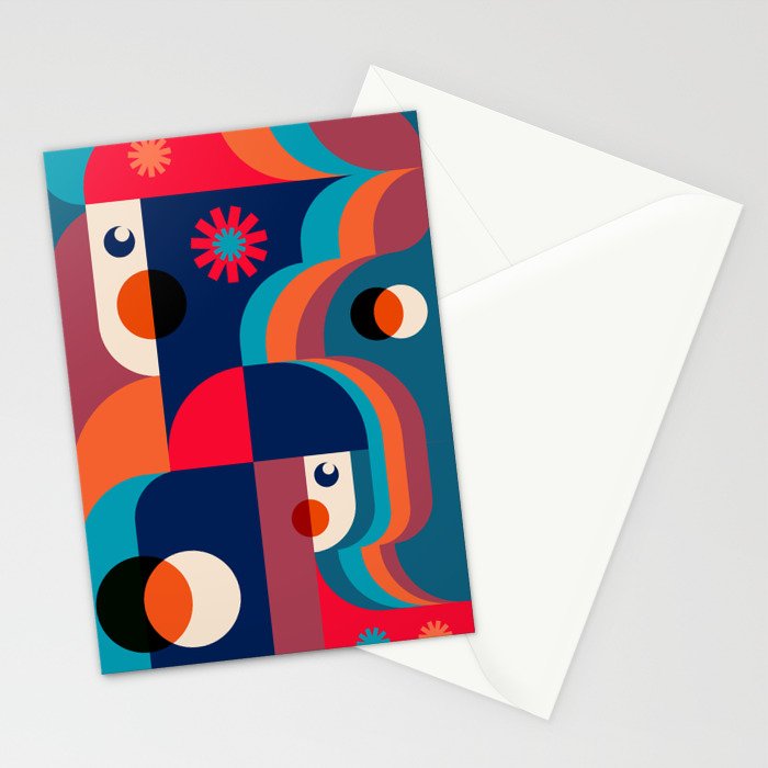 Girls in Colorful Shadows Stationery Card Gallery Image 2