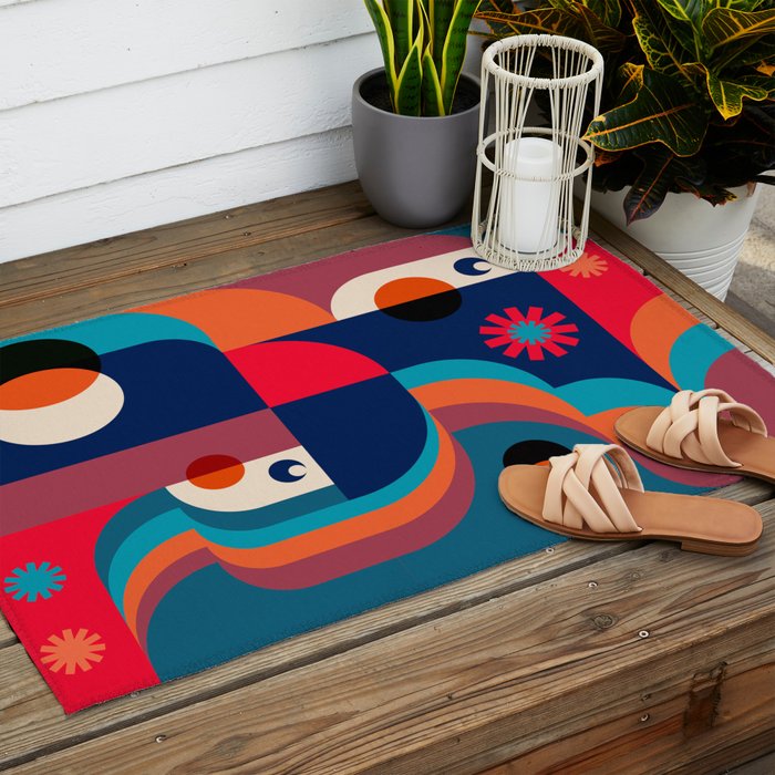 Girls in Colorful Shadows Outdoor Rug Gallery Image 2