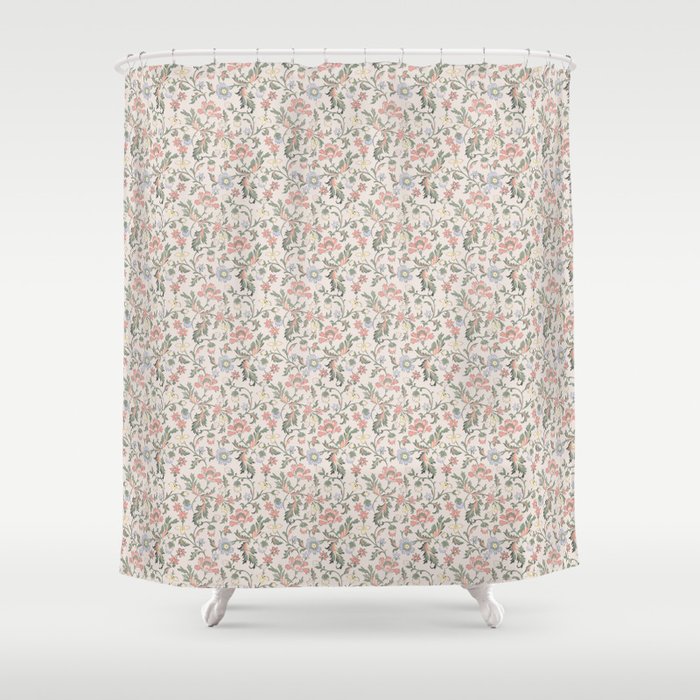 Vintage Bohemian Floral in Pink Shower Curtain Gallery Image 1