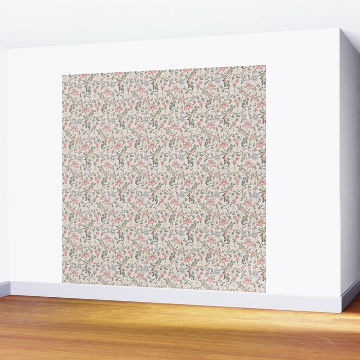 Vintage Bohemian Floral in Pink Wall Mural Gallery Image 2