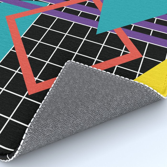 Memphis Pattern - 80s Retro Black Rug Gallery Image 4