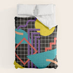 Memphis Pattern - 80s Retro Black Comforter Gallery Image 6