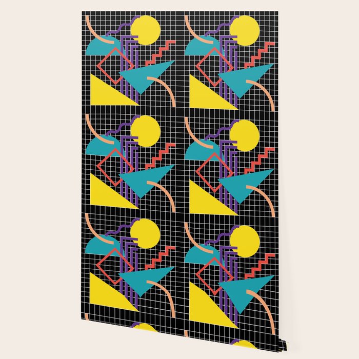 Memphis Pattern - 80s Retro Black Wallpaper Gallery Image 2