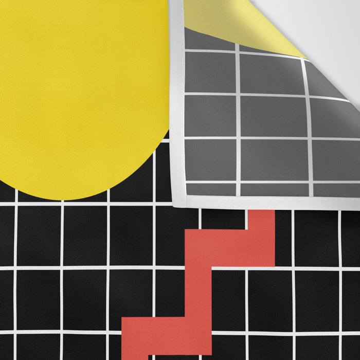 Memphis Pattern - 80s Retro Black Wall Tapestry Gallery Image 3