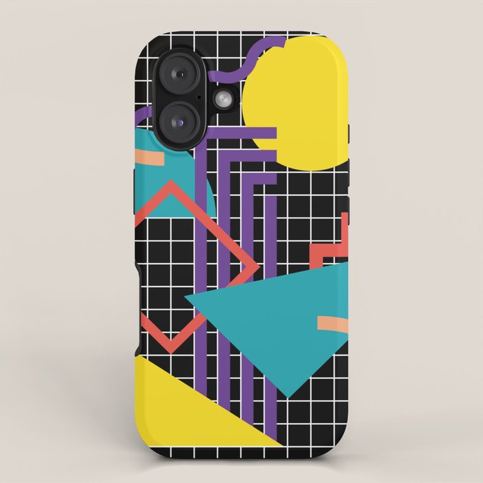 Memphis Pattern - 80s Retro Black iPhone Case Gallery Image 1