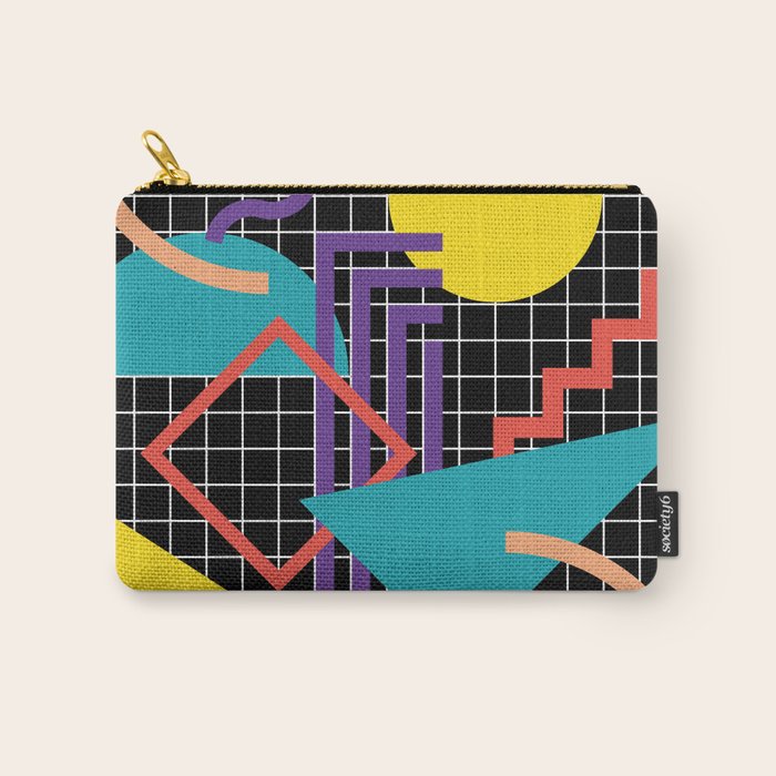 Memphis Pattern - 80s Retro Black Carry All Pouch Gallery Image 1