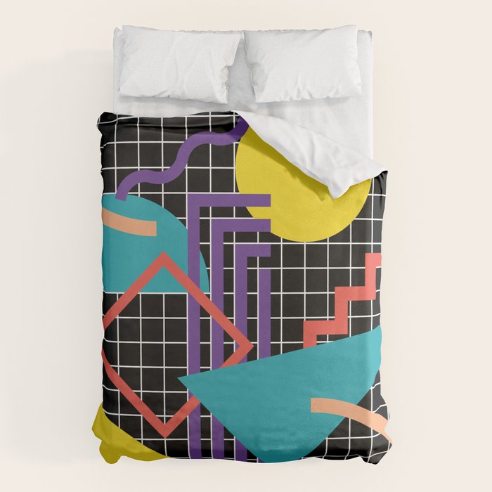 Memphis Pattern - 80s Retro Black Duvet Cover Gallery Image 6