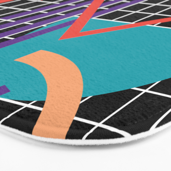 Memphis Pattern - 80s Retro Black Bath Mat Gallery Image 3