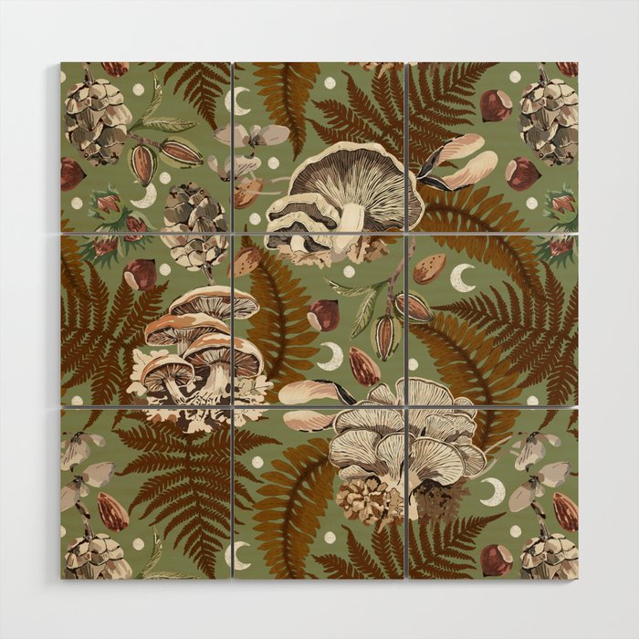 Mushrooms in moon forest G Wood Wall Art Gallery Image 1