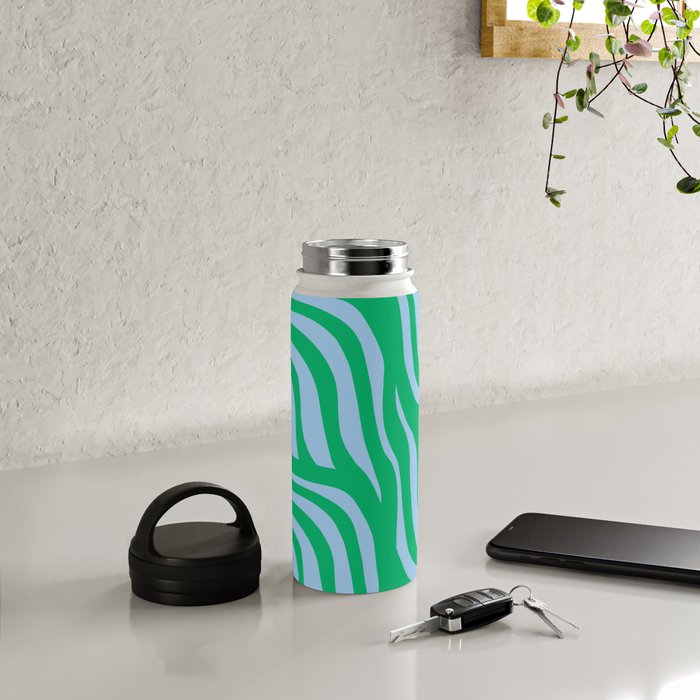 Wavy Zebra Green Water Bottle Gallery Image 4