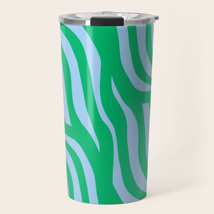 Wavy Zebra Green Travel Mug Gallery Image 1