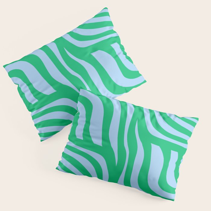 Wavy Zebra Green Pillow Sham Gallery Image 3