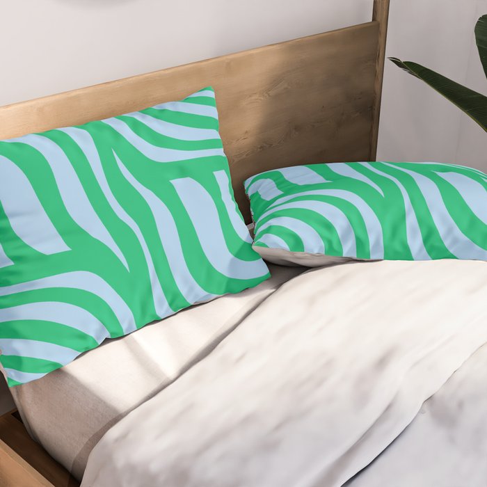 Wavy Zebra Green Pillow Sham Gallery Image 2