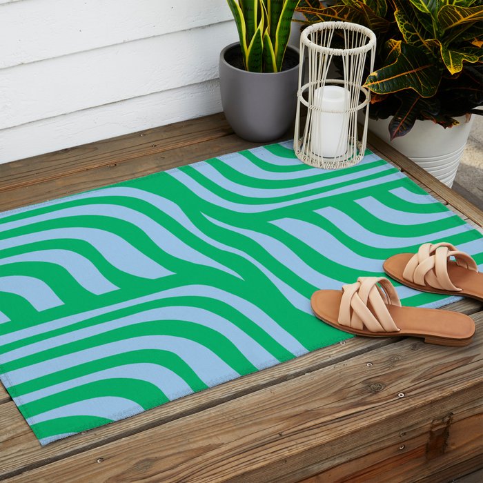 Wavy Zebra Green Outdoor Rug Gallery Image 2