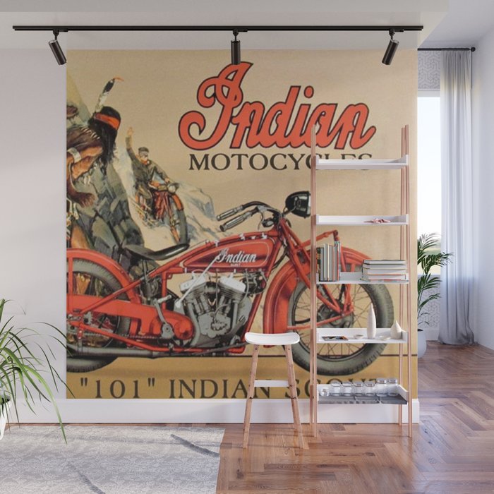 Classic Indian Roadmaster Biker Motorcycle Vintage Advertisement Poster Wall Mural Gallery Image 1