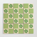 Flower Check in Forest Green Pattern Wood Wall Art Gallery Image 1