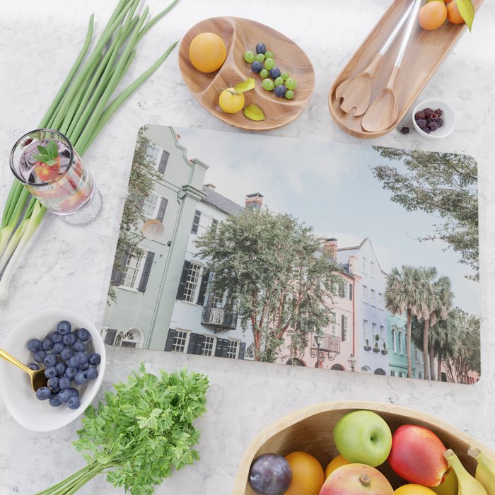 Rainbow Row No. 1 Colorful Charleston Photography Cutting Board Gallery Image 2