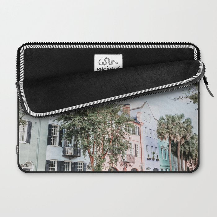 Rainbow Row No. 1 Colorful Charleston Photography Laptop Sleeve Gallery Image 2