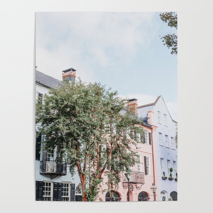 Rainbow Row No. 1 Colorful Charleston Photography Poster