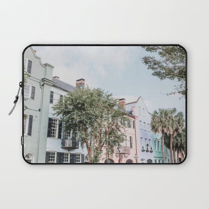 Rainbow Row No. 1 Colorful Charleston Photography Laptop Sleeve Gallery Image 1