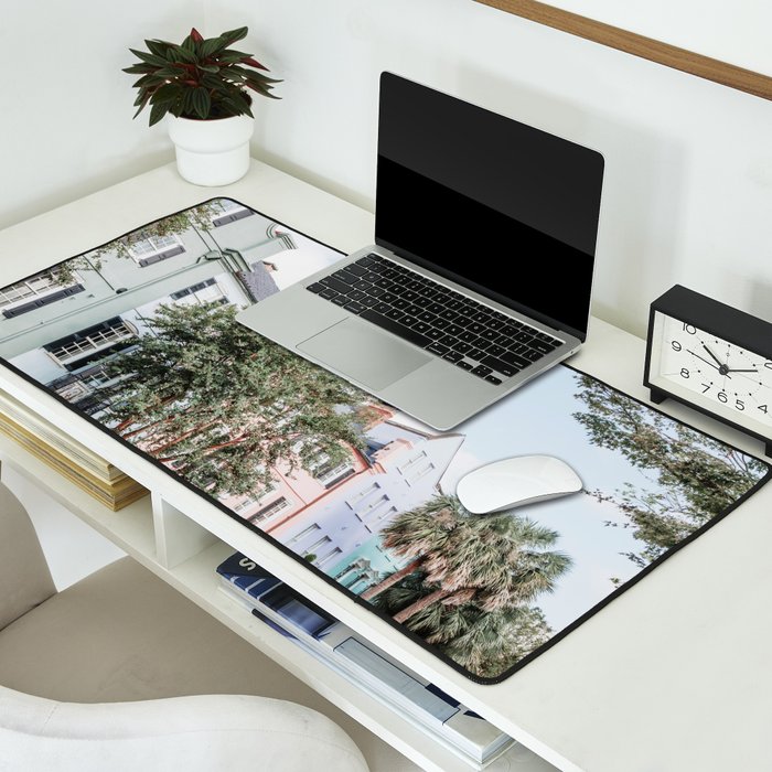 Rainbow Row No. 1 Colorful Charleston Photography Desk Mat Gallery Image 2