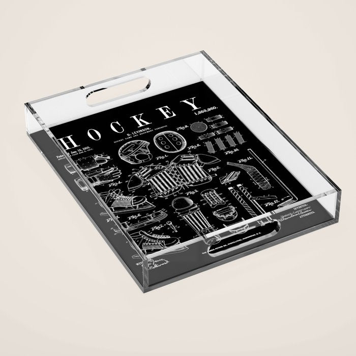 Ice Hockey Player Winter Sport Vintage Patent Print Acrylic Tray Gallery Image 1