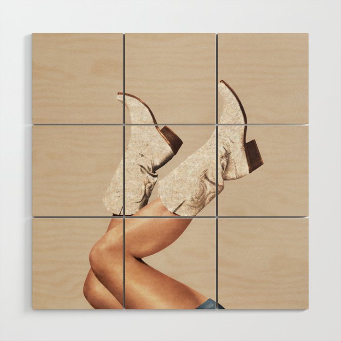 These Boots - Neutral Glitter II / Beige Wood Wall Art Gallery Image 1
