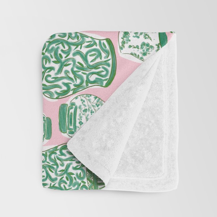 Chinoiserie Jars (Pink) Throw Blanket Gallery Image 3