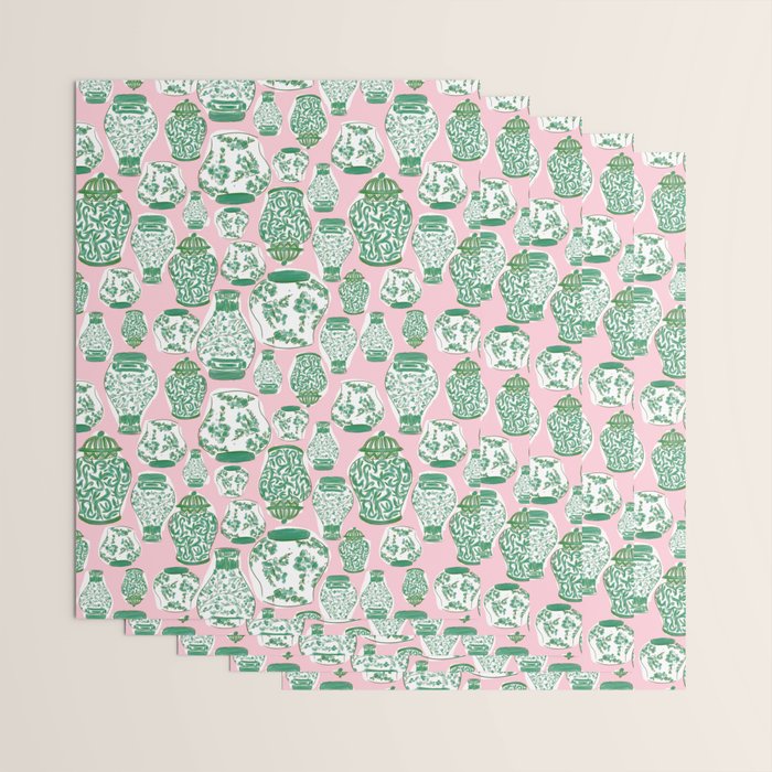 Chinoiserie Jars (Pink) Wrapping Paper Gallery Image 3