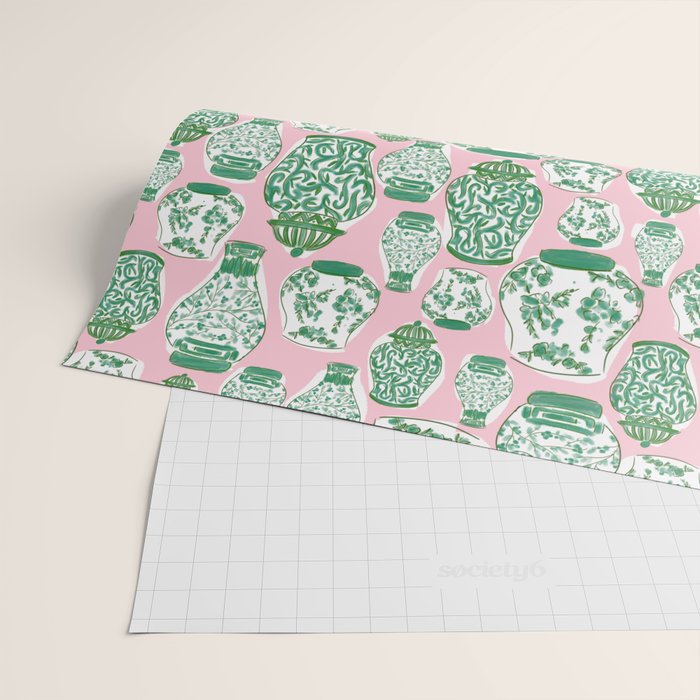 Chinoiserie Jars (Pink) Wrapping Paper Gallery Image 2