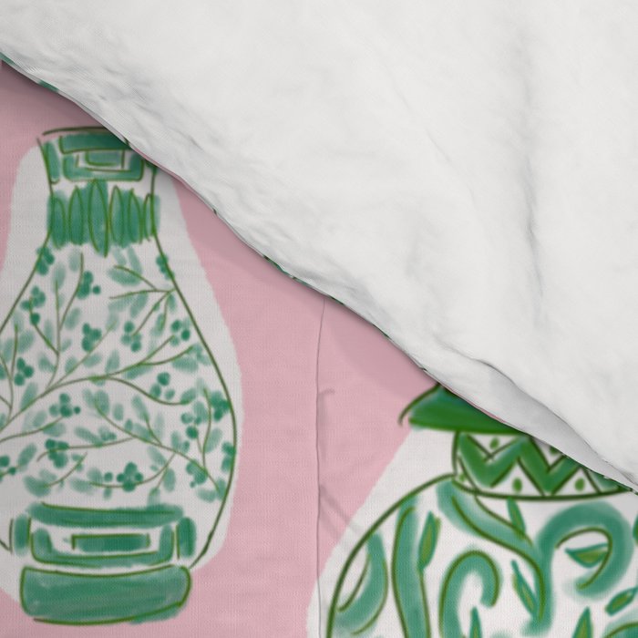 Chinoiserie Jars (Pink) Comforter Gallery Image 4