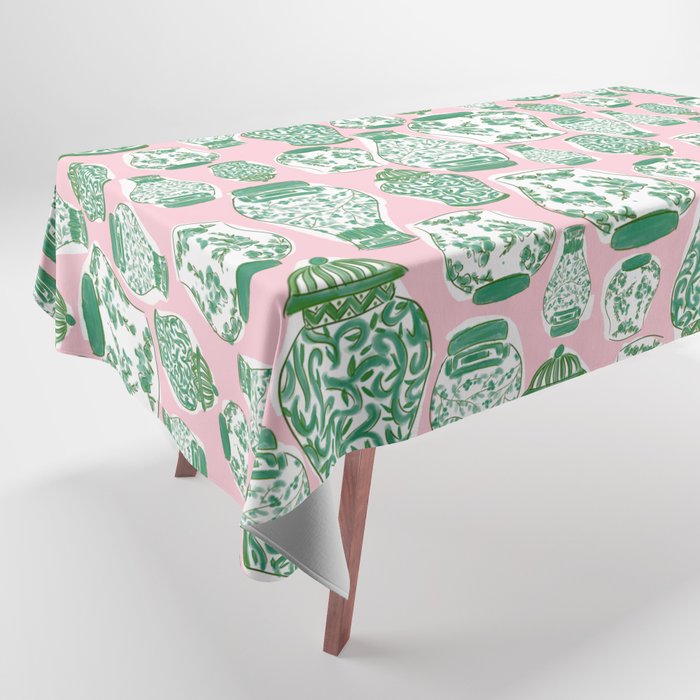 Chinoiserie Jars (Pink) Tablecloth Gallery Image 1