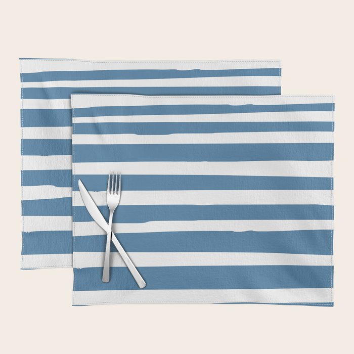 Ocean Stripes, Abstract, Blue and White, Striped Pattern Placemat Gallery Image 1