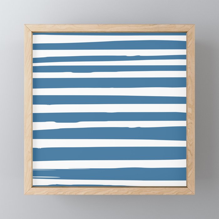 Ocean Stripes, Abstract, Blue and White, Striped Pattern Mini Art Print Gallery Image 1