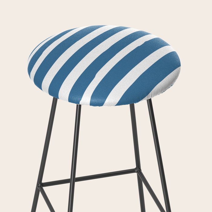 Ocean Stripes, Abstract, Blue and White, Striped Pattern Stool Gallery Image 2