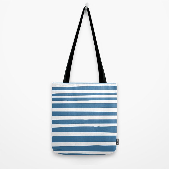 Ocean Stripes, Abstract, Blue and White, Striped Pattern Tote Bag Gallery Image 2