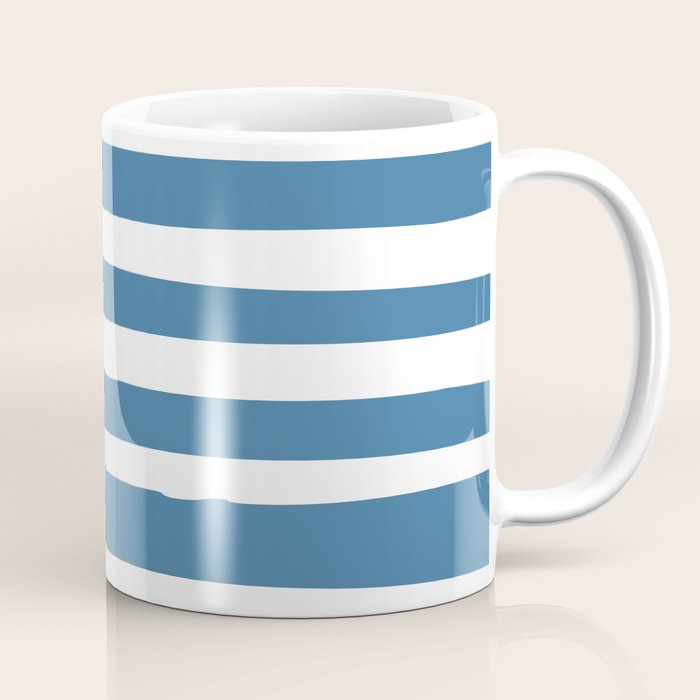Ocean Stripes, Abstract, Blue and White, Striped Pattern Coffee Mug Gallery Image 1