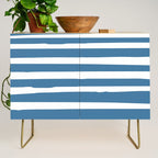 Ocean Stripes, Abstract, Blue and White, Striped Pattern Credenza Gallery Image 1